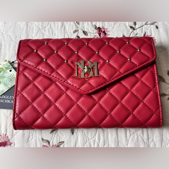 Badgley Mischka Handbags - Badgley Mischka Quilted Red Crossbody Clutch Bag